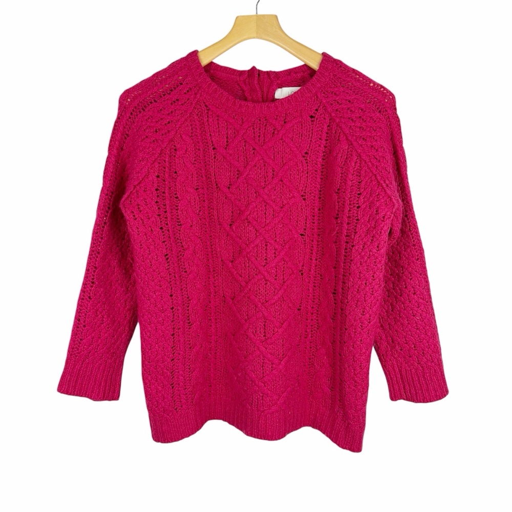 Ann Taylor Loft Long Sleeve Wool Blend Sweater Pink Size Medium